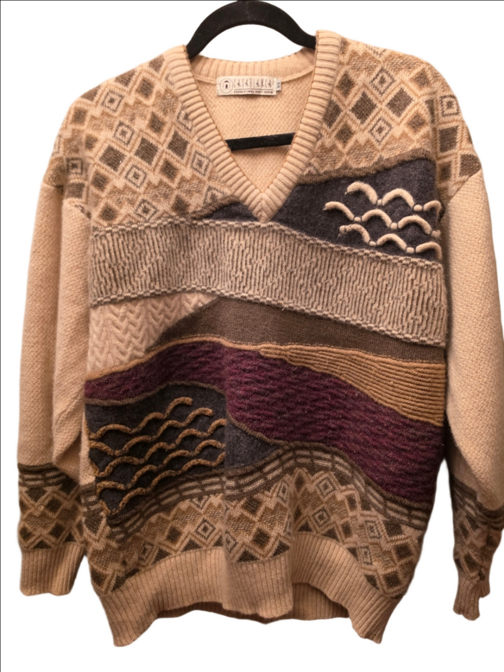 Vintage Casablanca Lambswool 3D Landscape Art Knit Sweater Size 44